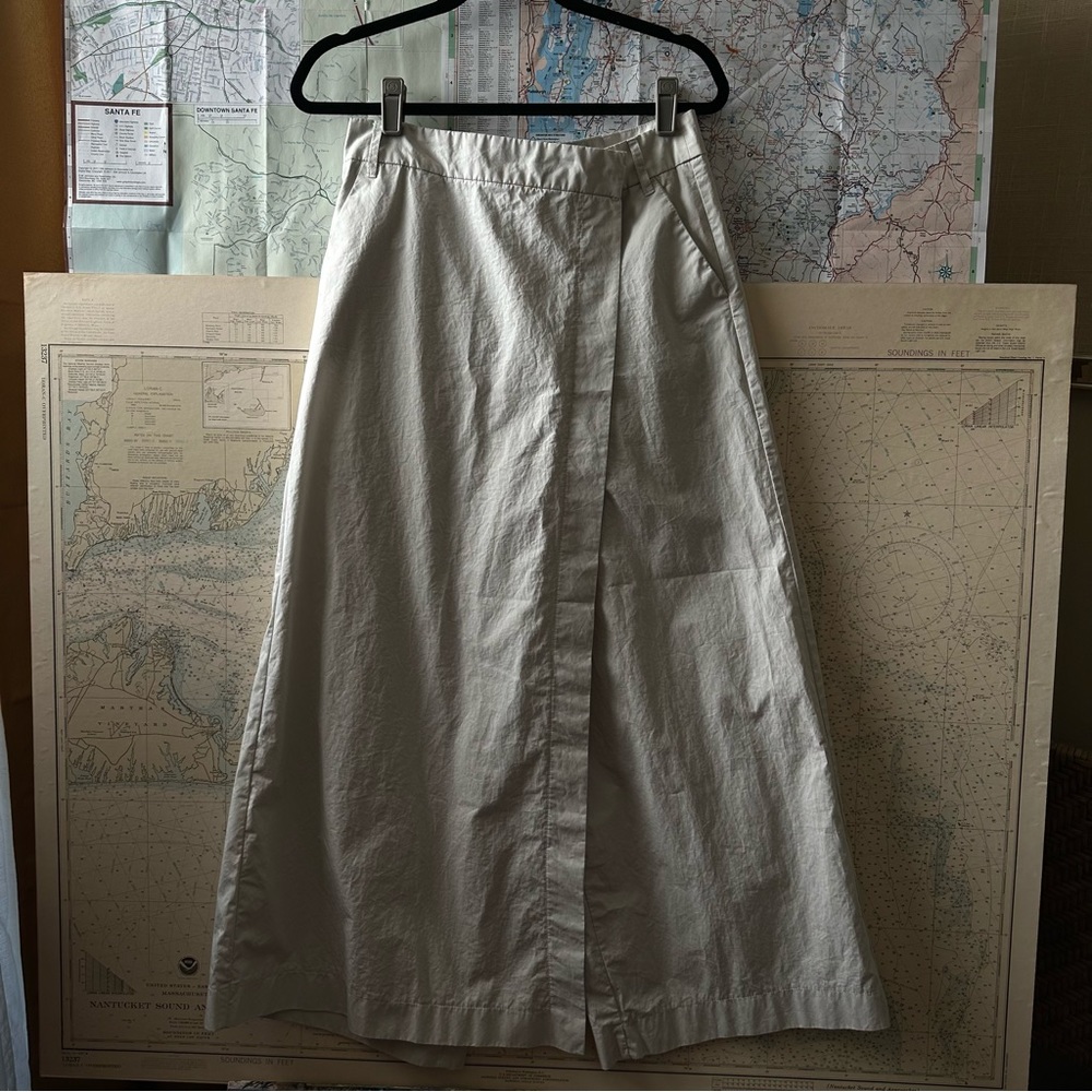 ZARA - khaki wide leg trousers with maxi skirt overlay - M